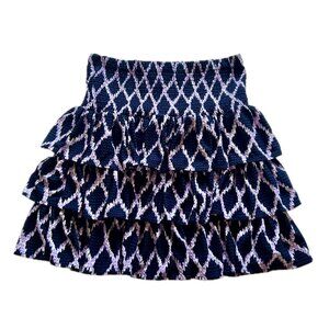 Michael Michael Kors Purple Smocked High Rise Printed Tiered Mini Skirt Sz XS